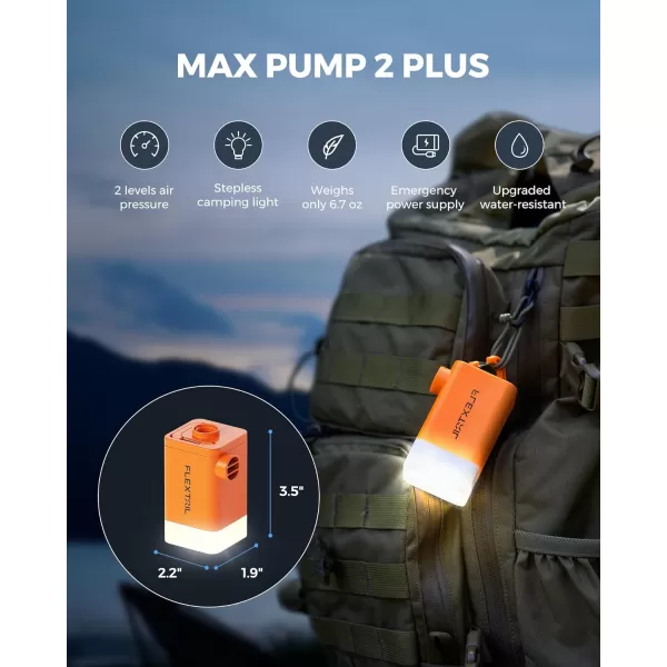 FLEXTAILGEAR Electric Air Pump MP2Plus Ultralight Portable Air Pump Rechargeable Small Battery Air Mattress inflator with Camping Lantern for Sleeping Pads Travel Pool Floats Inflatable Toys