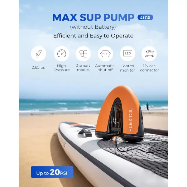 FLEXTAILGEAR Electric SUP Pump  DualStage Inflate ampamp Deflate with Digital Displayfor Paddle Boards Kayaks Boats Inflatable Tents ampamp Accessories Rechargeable and NonRechargeableTangerine