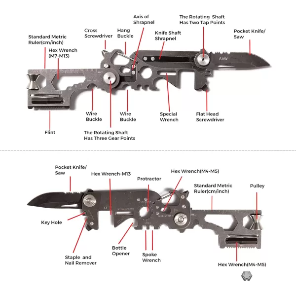 FLEXTAILGEAR Foldable Multi Tool Card Size with Knife Gadget Wallet Set Pocket Kit Camping Outdoor Multitools Accessories for Every Day Carry