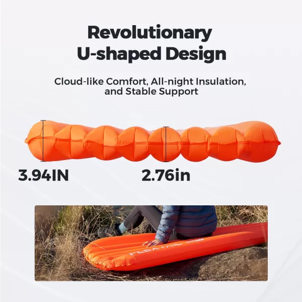 FLEXTAILGEAR Inflatable Sleeping Pad with 6R Value  Ultralight 28 Inch Camping Mattress 4 Seasons Compact Backpacking Gear Essentials for Camping Traveling Hiking and TentRectangular