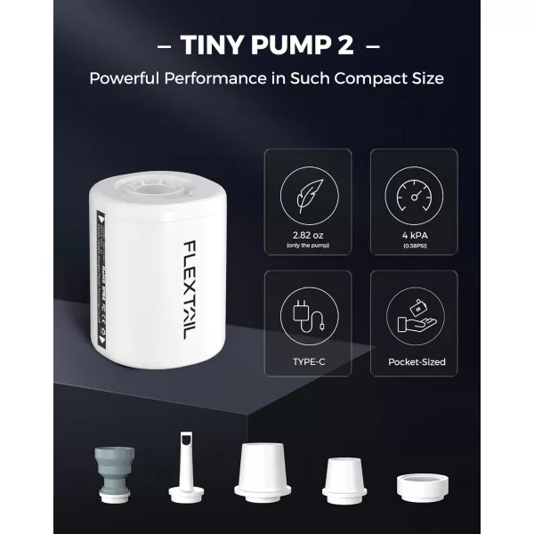FLEXTAILGEAR Portable Air Pump  Tiny Pump 2 Electric Air Pump for Inflatables 28oz Battery Inflator Rechargeable Air Mattress Pump for Sleeping Pads Pool Floats Swimming Rings White