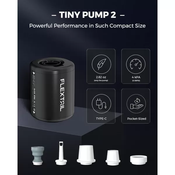 FLEXTAILGEAR Portable Air Pump with Camping Lantern Tiny Pump 2X 4kPa Air Pump for Inflatables Rechargeable Air Mattress Pump with Magnetic Design for Sleeping Pads Pool Floats Swimming RingsBlack