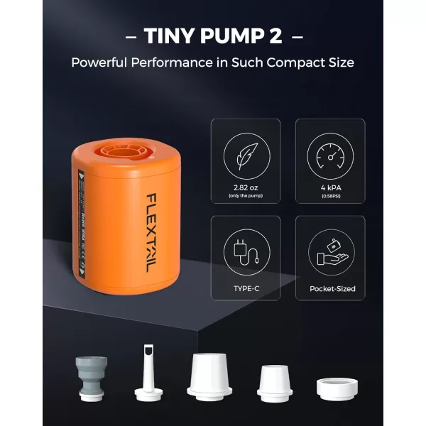 FLEXTAILGEAR Portable Air Pump with Camping Lantern Tiny Pump 2X 4kPa Air Pump for Inflatables Rechargeable Air Mattress Pump with Magnetic Design for Sleeping Pads Pool Floats Swimming RingsOrange