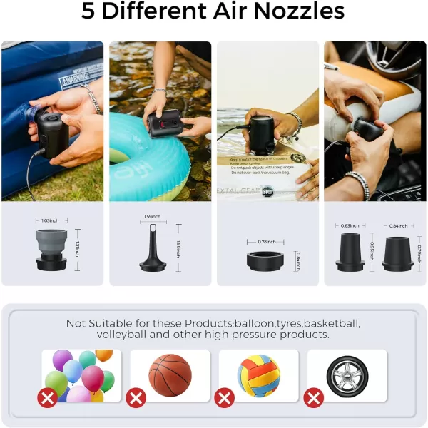 FLEXTAILGEAR Portable Electric Pump EVO2 Mini Air Inflator AC DC Air Mattress Pump Outdoor Travel Essentials for Sleeping Pads Air Mattress Pool Float inflatables Hiking CampingNot Rechargeable