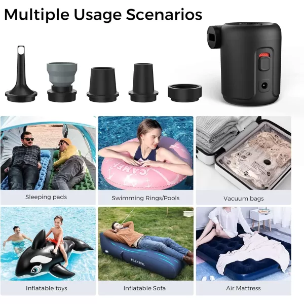 FLEXTAILGEAR Portable Electric Pump EVO2 Mini Air Inflator AC DC Air Mattress Pump Outdoor Travel Essentials for Sleeping Pads Air Mattress Pool Float inflatables Hiking CampingNot Rechargeable