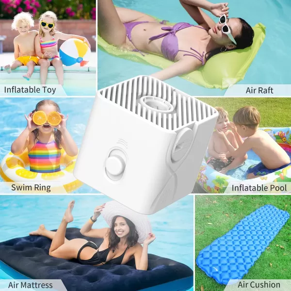 FLEXTAILGEAR Portable Electric Pump Electric Tiny Air Pump for Air Mattress Sleeping Pad Swim Ring Pool Inflatables White