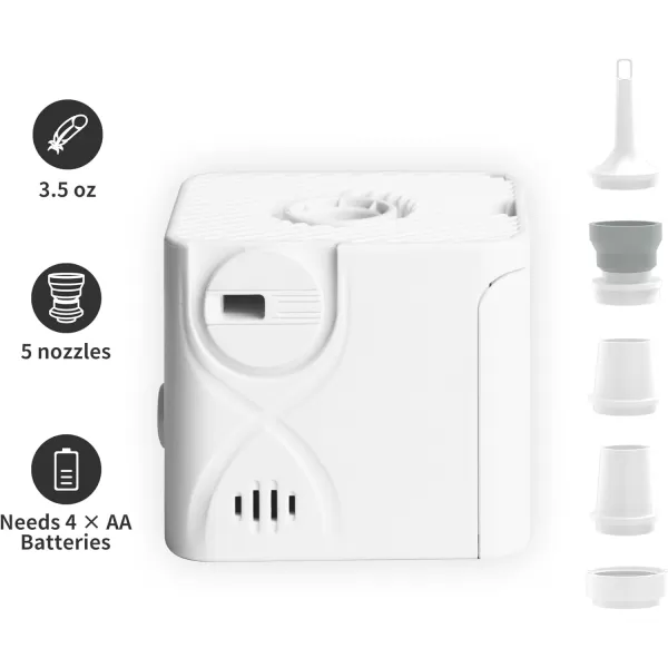 FLEXTAILGEAR Portable Electric Pump Electric Tiny Air Pump for Air Mattress Sleeping Pad Swim Ring Pool Inflatables White