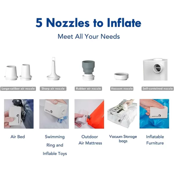 FLEXTAILGEAR Replacement Nozzles Air Pump Nozzles 5 Types Head Plastic Pump Nozzles for Air Bed Air Mattress Swimming Pool Inflatable Pool Sofa