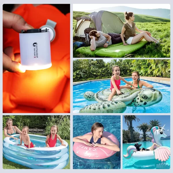 FLEXTAILGEAR Tiny Pump X Portable Air Pump Camping Light UltraMini Air Pump with 1300mAh Battery USB Rechargeable for Sleeping Pads Pool Floats Air Bed Air Mattress Swimming RingWhite