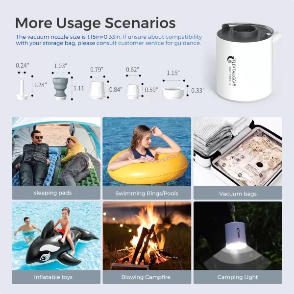 FLEXTAILGEAR Tiny Pump X Portable Air Pump Camping Light UltraMini Air Pump with 1300mAh Battery USB Rechargeable for Sleeping Pads Pool Floats Air Bed Air Mattress Swimming RingWhite