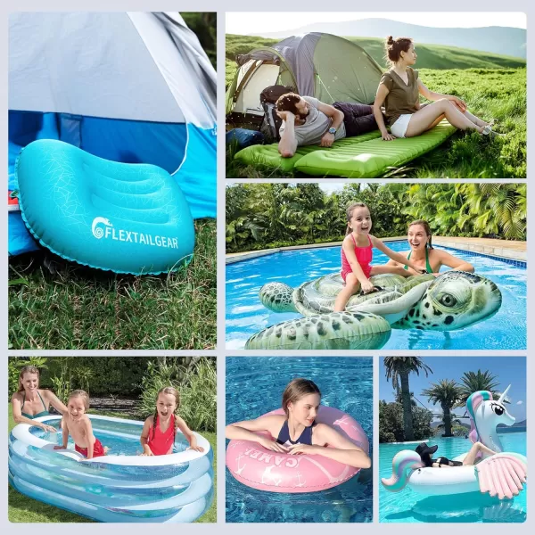 FLEXTAILGEAR Tiny and Portable Air Pump UltraMini Pump with 1300mAh Battery USB Rechargeable to Inflate Deflate for Pool Floats Air Bed Air Mattress Swimming Ring Vacuum Storage Bags BlueSpace Gray