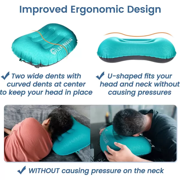 FLEXTAILGEAR Ultralight Inflatable Camping Pillow  Compressible Compact Ergonomic Pillow for Neck ampamp Lumbar Support While Sleeping BackpackingHiking Hammock Car Camp or Beach Black