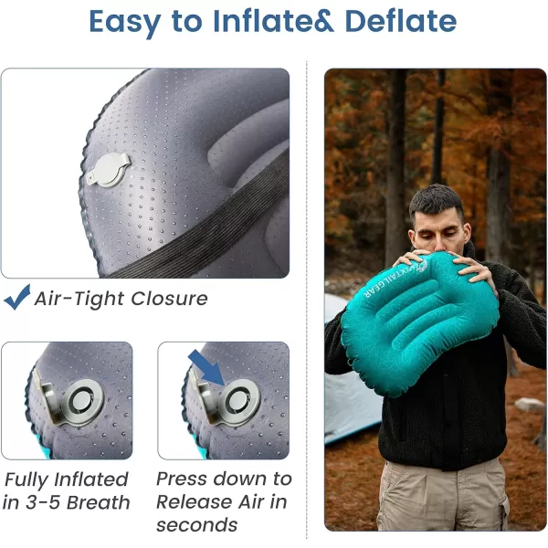 FLEXTAILGEAR Ultralight Inflatable Camping Pillow  Compressible Compact Ergonomic Pillow for Neck ampamp Lumbar Support While Sleeping BackpackingHiking Hammock Car Camp or Beach Peacock blue