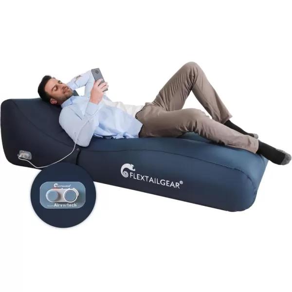 FLEXTAILGEAR Automatic Inflatable Couch Portable Lounger Chair with Built in Pump Ergonomic Design Blow Up Sofa Bed with Emergency Power Supply for Camping Beach Traveling Hiking Backyard