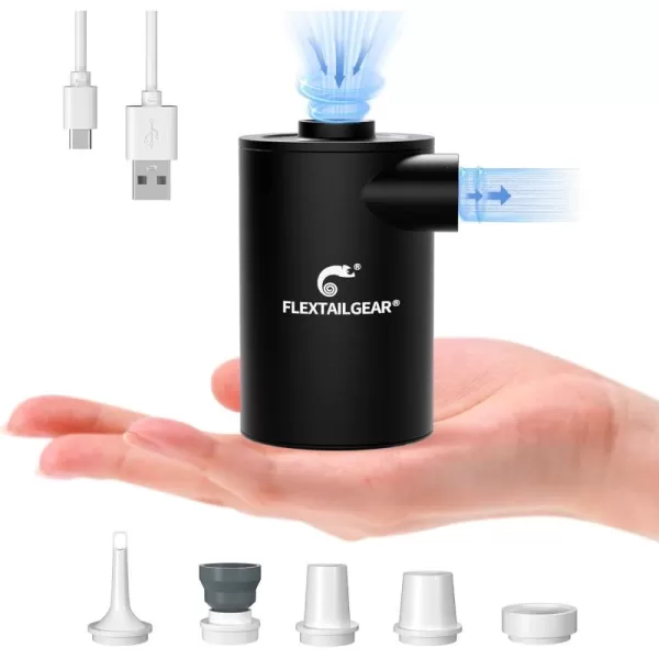 FLEXTAILGEAR MAX Pump 2020 Portable Air Pump with 3600mAH Battery USB Rechargeable Air PumpQuick Inflate Deflate for Sleeping Pads Air Mattress Pool Toys Floats Swimming Ring Air Bed GreenMP2020 Dark Black