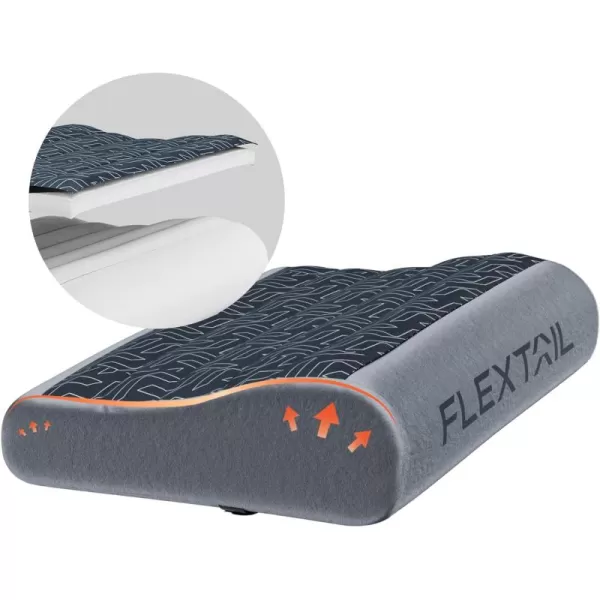 FLEXTAILGEAR Neck Contour Inflatable Camping Pillow Ergonomic Travel Pillow Backpacking Gear with Washable Removable Cover Separate TPU Bladder for Camp Hiking Airplane Road Trip OfficeGrey
