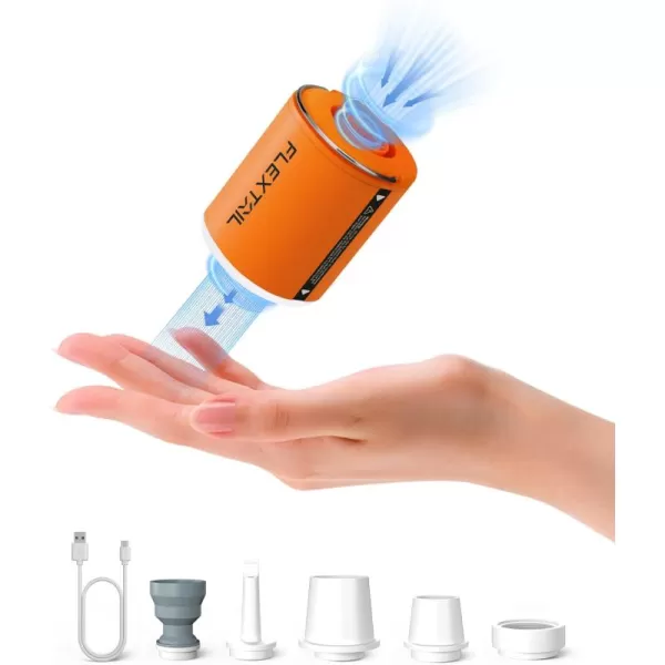 FLEXTAILGEAR Portable Air Pump with Camping Lantern Tiny Pump 2X 4kPa Air Pump for Inflatables Rechargeable Air Mattress Pump with Magnetic Design for Sleeping Pads Pool Floats Swimming Rings1300mAhOrange