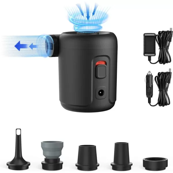 FLEXTAILGEAR Portable Electric Pump EVO2 Mini Air Inflator AC DC Air Mattress Pump Outdoor Travel Essentials for Sleeping Pads Air Mattress Pool Float inflatables Hiking CampingNot Rechargeable