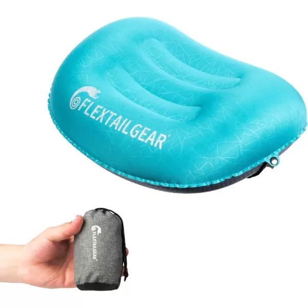 FLEXTAILGEAR Ultralight Inflatable Camping Pillow  Compressible Compact Ergonomic Pillow for Neck ampamp Lumbar Support While Sleeping BackpackingHiking Hammock Car Camp or Beach Peacock blue