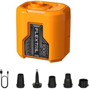 imageFLEXTAILGEAR 5KPa Air Mattress Pump1000Lmin Ultra Large Air Flow Air Pump for Inflatables Rechargeable Inflatable Bed Pumps Electric Air Pump for Kayaking Air Beds Sleeping Pads Pool FloatsOrange