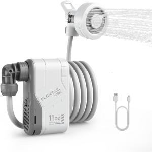imageFLEXTAILGEAR MAX Shower Portable Shower for Camping Rechargeable Outdoor Camping Shower Portable Shower Pump with USBCShower Pump for Hiking Car wash Pet Cleaning Beach Vacationswhite