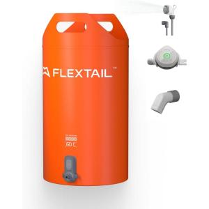 imageFLEXTAILGEAR Camping Shower Bucket with Builtin Electric Pump Portable Camp Shower 5 Gallons Rechargeable Pressure Outdoor Shower Bag Large Water Inlet