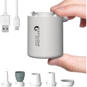imageFLEXTAILGEAR Tiny Pump Portable Air Pump UltraMini Air Pump with 1300mAh Battery USB Rechargeable to Inflate Deflate for Pool Floats Air Bed Air Mattress Swimming Ring Vacuum Storage BagsLight GrayLight Gray