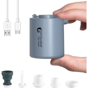 imageFLEXTAILGEAR Tiny Pump Portable Air Pump UltraMini Air Pump with 1300mAh Battery USB Rechargeable to Inflate Deflate for Pool Floats Air Bed Air Mattress Swimming Ring Vacuum Storage BagsLight GraySpace Gray