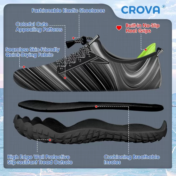 Builtin Heel Grips Water Shoes for Kids Girls Boys Hiking Wide Barefoot Swim Beach Pool Big KidBlack Space