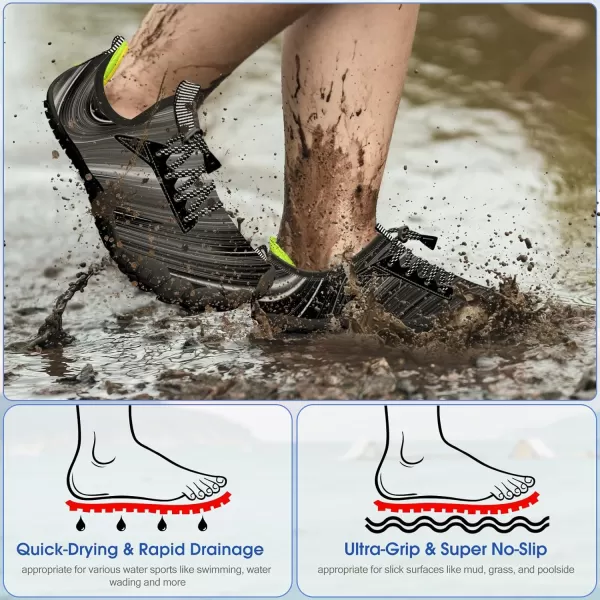 Builtin Heel Grips Water Shoes for Kids Girls Boys Hiking Wide Barefoot Swim Beach Pool Big KidBlack Space
