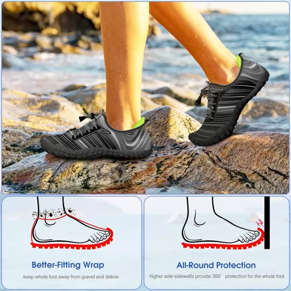 Builtin Heel Grips Water Shoes for Kids Girls Boys Hiking Wide Barefoot Swim Beach Pool Big KidBlack Space
