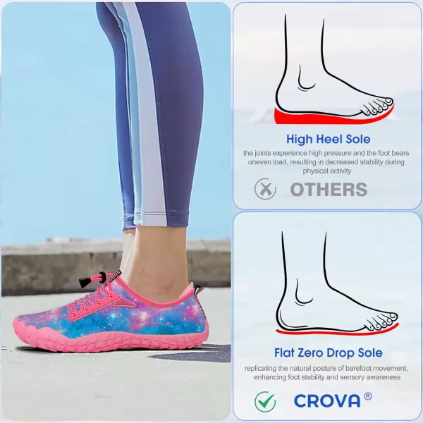 Builtin Heel Grips Water Shoes for Kids Girls Boys Hiking Wide Barefoot Swim Beach Pool Big KidBlue Galaxy
