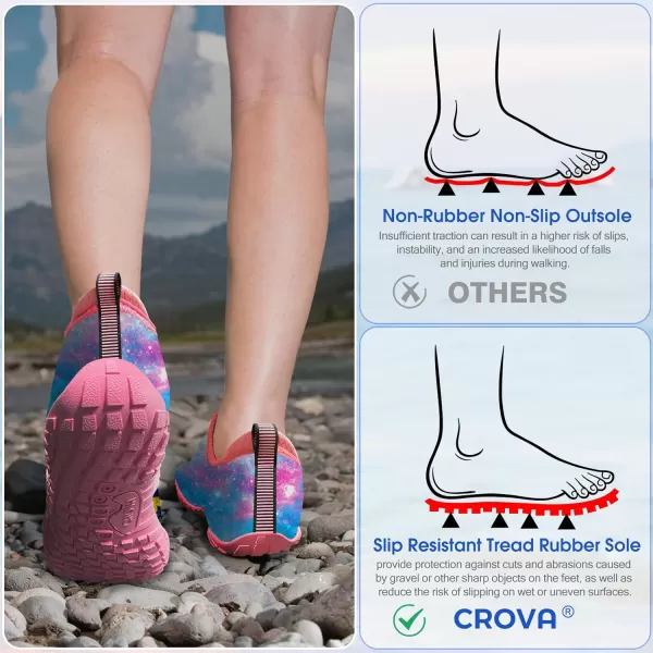 Builtin Heel Grips Water Shoes for Kids Girls Boys Hiking Wide Barefoot Swim Beach Pool Big KidBlue Galaxy