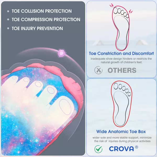 Builtin Heel Grips Water Shoes for Kids Girls Boys Hiking Wide Barefoot Swim Beach Pool Big KidBlue Galaxy