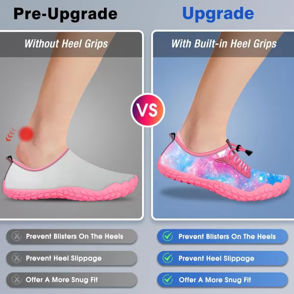 Builtin Heel Grips Water Shoes for Kids Girls Boys Hiking Wide Barefoot Swim Beach Pool Big KidBlue Galaxy