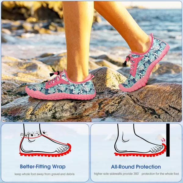 Builtin Heel Grips Water Shoes for Kids Girls Boys Hiking Wide Barefoot Swim Beach Pool Big KidBlue Seagrass