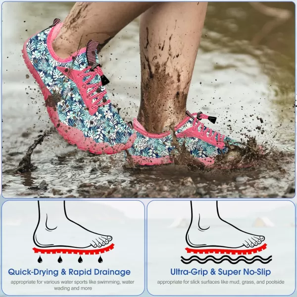 Builtin Heel Grips Water Shoes for Kids Girls Boys Hiking Wide Barefoot Swim Beach Pool Big KidBlue Seagrass