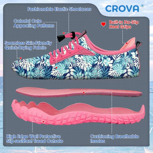 Builtin Heel Grips Water Shoes for Kids Girls Boys Hiking Wide Barefoot Swim Beach Pool Big KidBlue Seagrass