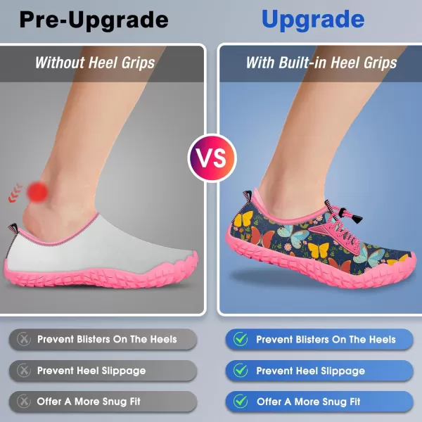 Builtin Heel Grips Water Shoes for Kids Girls Boys Hiking Wide Barefoot Swim Beach Pool Big KidButterfly Whispers