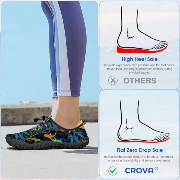 Builtin Heel Grips Water Shoes for Kids Girls Boys Hiking Wide Barefoot Swim Beach Pool Big KidColorful Sharks