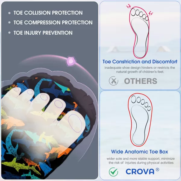 Builtin Heel Grips Water Shoes for Kids Girls Boys Hiking Wide Barefoot Swim Beach Pool Big KidColorful Sharks