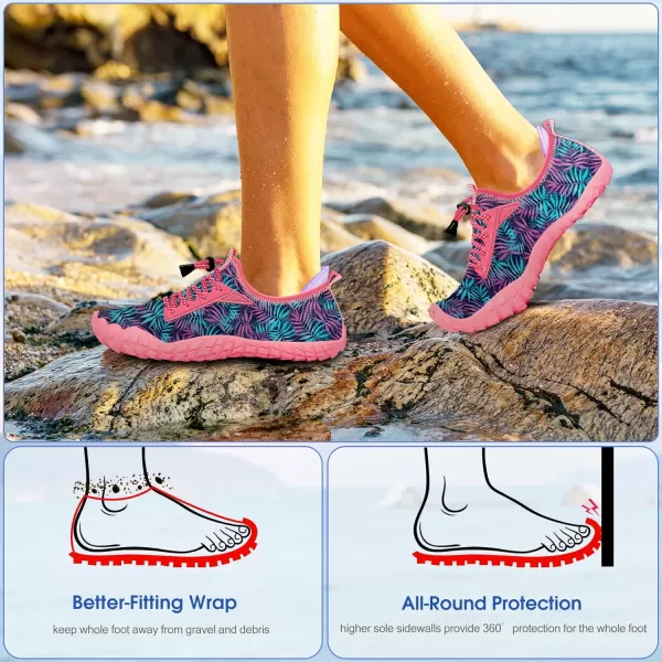 Builtin Heel Grips Water Shoes for Kids Girls Boys Hiking Wide Barefoot Swim Beach Pool Big KidEnthusiastic Seaweeds