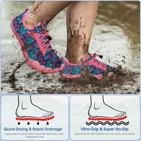 Builtin Heel Grips Water Shoes for Kids Girls Boys Hiking Wide Barefoot Swim Beach Pool Big KidEnthusiastic Seaweeds
