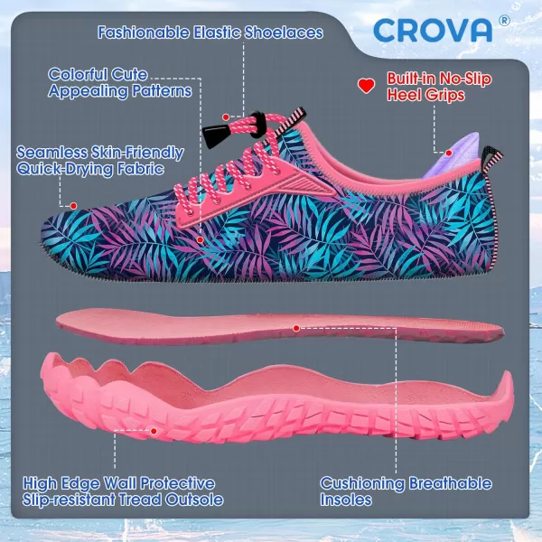Builtin Heel Grips Water Shoes for Kids Girls Boys Hiking Wide Barefoot Swim Beach Pool Big KidEnthusiastic Seaweeds