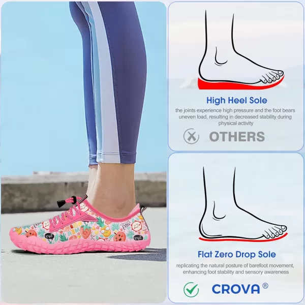 Builtin Heel Grips Water Shoes for Kids Girls Boys Hiking Wide Barefoot Swim Beach Pool Big KidFruit Whispers