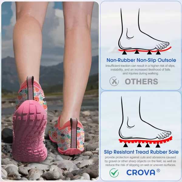 Builtin Heel Grips Water Shoes for Kids Girls Boys Hiking Wide Barefoot Swim Beach Pool Big KidFruit Whispers