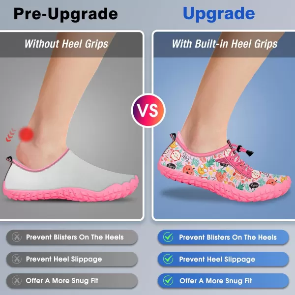 Builtin Heel Grips Water Shoes for Kids Girls Boys Hiking Wide Barefoot Swim Beach Pool Big KidFruit Whispers