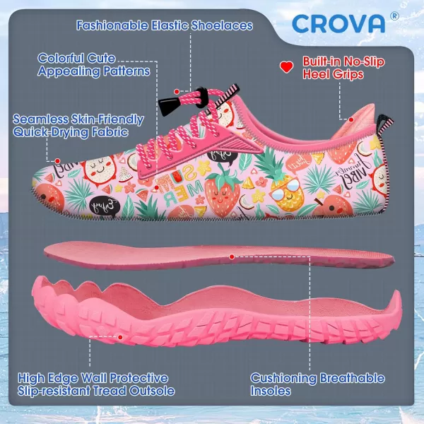 Builtin Heel Grips Water Shoes for Kids Girls Boys Hiking Wide Barefoot Swim Beach Pool Big KidFruit Whispers