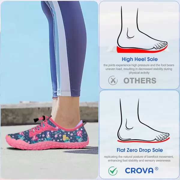 Builtin Heel Grips Water Shoes for Kids Girls Boys Hiking Wide Barefoot Swim Beach Pool Big KidLeisurely Mermaid
