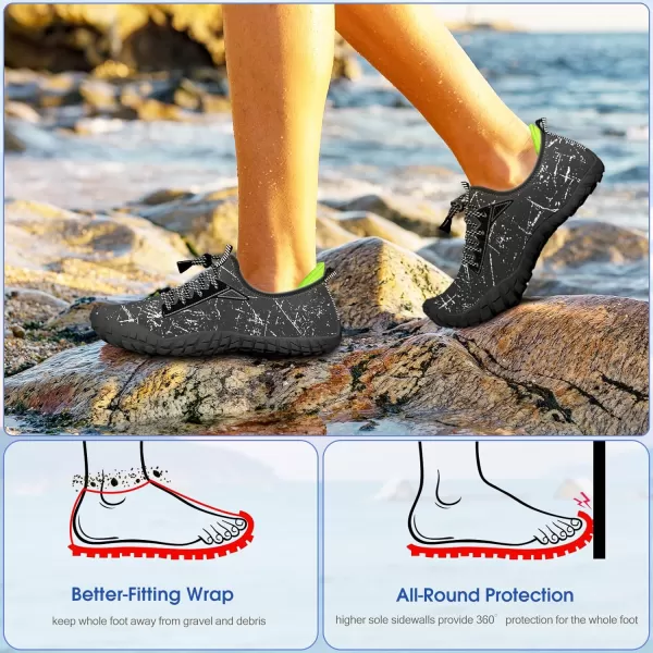 Builtin Heel Grips Water Shoes for Kids Girls Boys Hiking Wide Barefoot Swim Beach Pool Big KidMagic Black